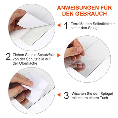 Spiegelfliesen Selbstklebend,TUOYECHEN 50CM Flexible Klebespiegel Gestreifte Spiegel Wandaufkleber,Nicht Glas Spiegel Selbstklebend Für DIY Home Dekorative