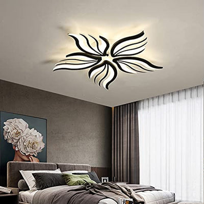 LED Deckenleuchte Dimmbar Wohnzimmerlampe mit Fernbedienung Schlafzimmer Deckenlampe Modern Deckenbeleuchtung Schwarz Kreative Design Schlafzimmerlampe Dimming Farbwechsel Decke Licht 5 heads 48W