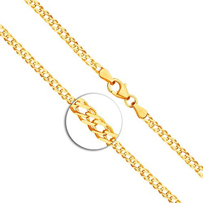 EDELIND 585/14 Karat Gold Halskette für Damen Goldkette 2.9 mm Länge 100cm Zwillingspanzerkette Gelbgold mit Karabinerverschluss mit Schlaufe inkl Schmuck Geschenk Box Made in Germany