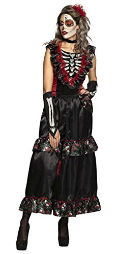 Boland - Erwachsenen-Kostüm La Muerte, Kleid, Stulpen, Halsband und Haarschmuck, Karnveal, Mottoparty, Halloween, Tag des Todes