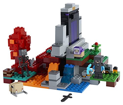 LEGO 21172 Minecraft Das zerstörte Portal Minecraft Spielzeug Set für Jungen und Mädchen ab 8 Jahre mit Figuren aus dem Videospiel