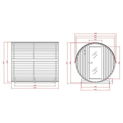 HOME DELUXE - Outdoor Fasssauna LAHTI XL - Maße: BxTxH: ca. 195 cm x 192 cm x 220 cm, Holz: Fichtenholz - inkl. Elektroofen und kompl. Saunazubehör I Gartensauna, Außensauna, Sauna für 6 Personen