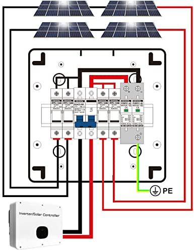 Solar PV Anschlusskasten Photovoltaik DC 500V 2-string 15A IP65 wasserdicht Gehäuse Überspannungsschutz Blitzschutz