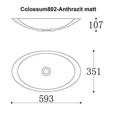 Mai & Mai Aufsatzwaschbecken Col802 Waschschale Waschtisch Waschbecken in Anthrazit matt aus Gussmarmor