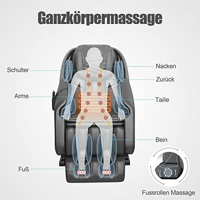 Real Relax Massagesessel, SL Track Massagesessel Ganzkörpermassage mit Wärmefunktion Body-Scan-Technologie, Bluetooth, Luftdruckmassage PS3100