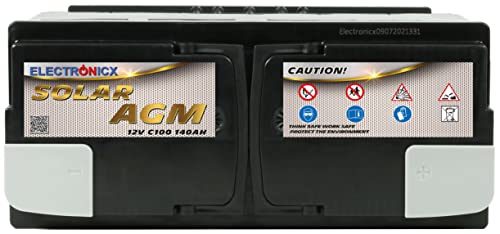 Solarbatterie 12v 140Ah AGM Batterie Electronicx Solar Edition Solarbatterie 12v Akku 12v Solar Batterien Versorgungsbatterie 12v gel Wohnwagen Batterie Wohnmobil Gelbatterie 12v 140ah Solar akku 12v