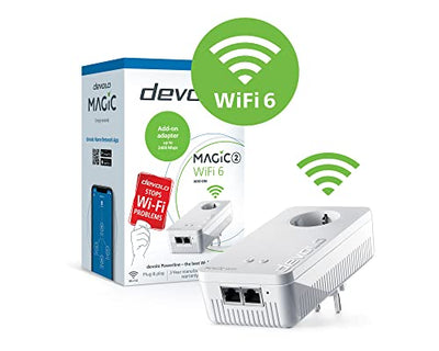 devolo Magic 2 WiFi 6 Adapter, Powerline WLAN-Adapter, bis zu 2.400 Mbit/s, WiFi Mesh, 2X Gigabit dLAN 2.0, Weiß