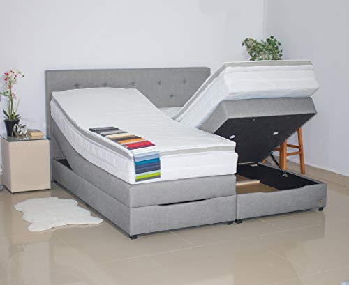 PAARA Boxspringbett mit Bettkasten Anti-Rutschmatten Taschenfederkern Matratze Kaltschaum Topper Komplettset 180 x 200 cm - Jedes Bett EIN Unikat - Made in Germany