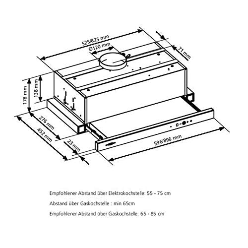 Oranier Einbau Umluft Schublüfter 5TC Abzugshaube 60 cm - Umlufthaube