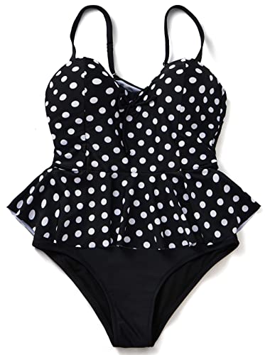 Damen Tankini Zweiteiler Badeanzug Elegant Volant Monokini mit Verstellbare Träger Bademode für Urlaub