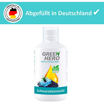 Green Hero Premium Schwarzkümmelöl 500 ml für Hunde und Pferde - Kümmelöl reich an Omega 6 und 9 Fettsäuren sowie Linolsäure - Barf Zusatz - Einzelfuttermittel