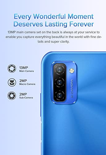 Ulefone Note 12P Smartphone ohne Vertrag, 7700mAh Massiver Akku DUAL-SIM-4G Handy, 6,82'' HD+, 4GB + 64GB, 3-Karten Slot Design, Android 11, 13MP Triple Kamera, Gesichts Entsperrung GPS Blau