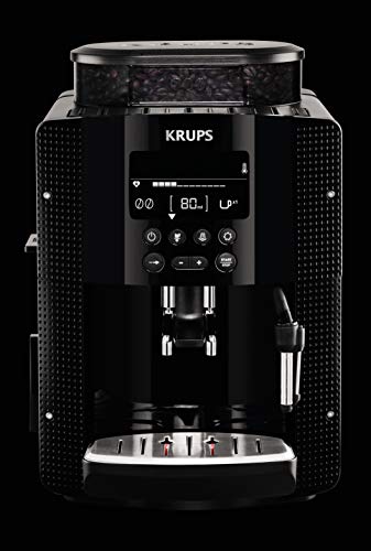 Krups EA8150 Kaffeevollautomat Essential Espresso | 1450 Watt | 1,7 Liter Wassertank | 15 bar | LCD-Display | 3 Temperaturstufen + 3 Mahlgrade | Schwarz