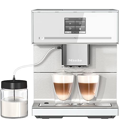 Miele CM 7350 CoffeePassion Kaffeevollautomat – Mit OneTouch for Two, AromaticSystem, 8 Genießerprofile, DoubleShot, CupSensor, WLAN-fähig, Cappuccinatore u. v. m. – Brillantweiß