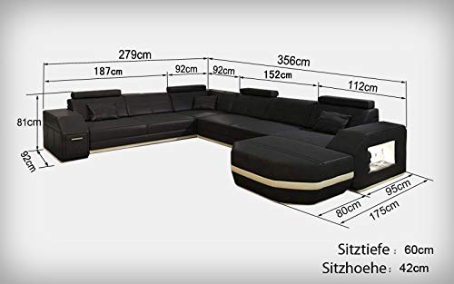 JVmoebel Leder Sofa Couch Polster Eck Sitz Garnitur Wohnlandschaft U Form Ecke couchen