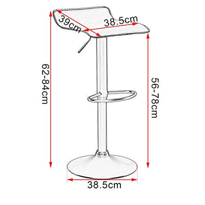 WOLTU Barhocker BH159sz-2 2er Set Barstuhl Tresenhocker Bistrohocker Designer Hocker, höhenverstellbar drehbar, Kunstleder Stahl, Schwarz