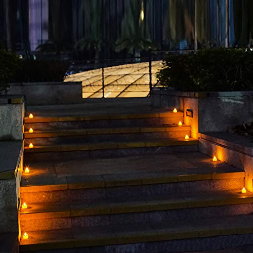 Solar Laterne Teelichter Kerzen, ZHONGXIN Flammenlose wiederaufladbare bernsteinfarbene flackernde LED-Kerzenlichter, wasserdicht Ideal für Garten, Hof, Weg, Balkon, Hochzeit, Party, Wohnkultur-8Pack