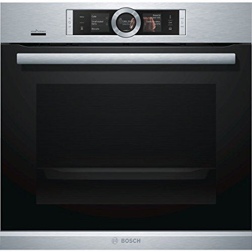 Bosch HRG6769S6 Serie 8 Smarter Einbau-Backofen mit Dampfunterstützung, 60 x 60 cm, Made in Germany, Pyrolyse Selbstreinigung, Bosch Assist Backeinstellung auf Knopfdruck, PerfectBake Backsensor