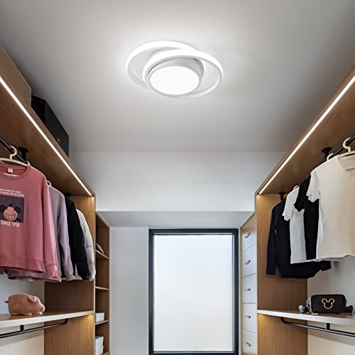 Deckenlampe,32W LED Deckenleuchte,6000K 2500LM Runde Design Deckenlampen Deckenbeleuchtung Lampen für Balkone Flurgarderobe Schlafzimmer Badezimmer Flur Keller Küche Gang Balkon (L27*W23cm) Weiß