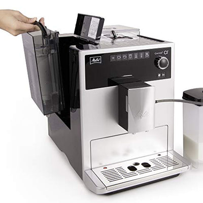 Melitta Caffeo CI E970-101 Kaffeevollautomat | mit Milchbehälter | Zweikammern-Bohnenbehälter | One Touch Funktion | 15 Bar | Automatische Reinigungsprogramme | Silber