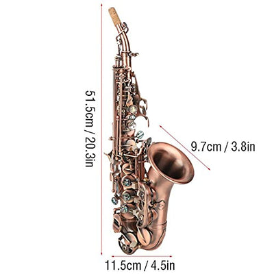 Sopransaxophon Set, Antik Messing Elbow Tube Saxophon für Geburtstag Weihnachtsgeschenk