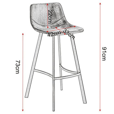 WOLTU 2er Set Designer Barhocker Barstuhl Hocker Tresenhocker Bistrohocker Kunstleder in Antiklederoptik Stahl Braun BH79br-2