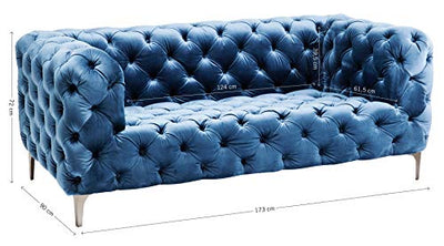 Kare Design Look Sofa, velvet blau, 180 cm