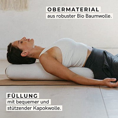 Lotuscrafts Yoga Bolster für Yin Yoga - Yogabolster mit Kapokfüllung - Waschbarer Bezug aus Baumwolle - Yogakissen Groß für Restorative Yoga - Large (72 x 30 x 20 cm)