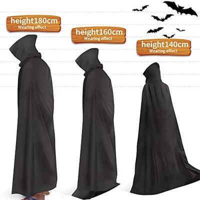 Ainkedin Halloween kostüm, Vampir kostüm, Schwarz Rot Cape 150 cm, 10 gruselige Tattoo-Aufkleber, Unisex Rollenspiel für Erwachsene faschingskostüme Mittelalter