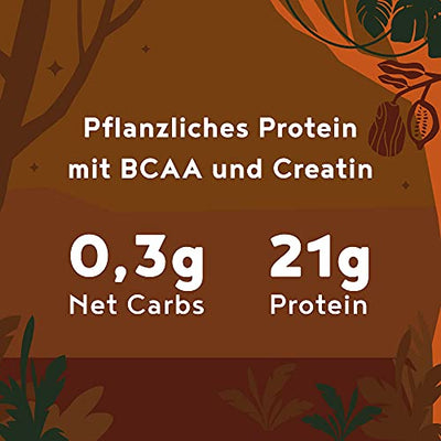 Vegan Muscle® Protein Shake - Schokolade - Pflanzliches Proteinpulver mit 21g Eiweiß, BCAA und Creatin - 600g Pulver