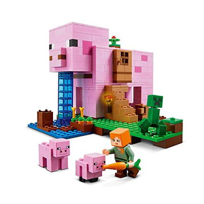 LEGO 21170 Minecraft Das Schweinehaus Bauset mit Figuren: Alex, Creeper und 2 Schweinefiguren, Tier-Spielzeug, Konstruktionsspielzeug, Geschenkidee für Jungen und Mädchen ab 8 Jahren