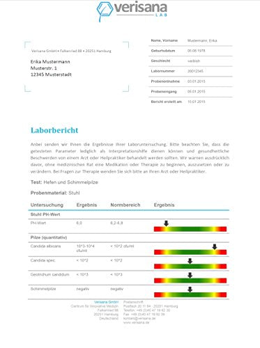 Verisana Candida Test | Stuhltest PLUS Zungenabstrich auf Candida albicans, Candida spec, Geotrichum candidum, Schimmelpilze | Pilzinfektion im Stuhl und Mund per Pilztest feststellen