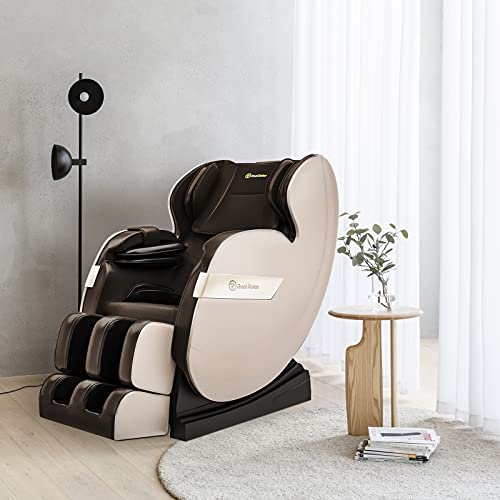 Real Relax Massagesessel, Massagesessel Ganzkörpermassage mit Wärmefunktion Bluetooth für Hause und Büro, Favor-03 Plus Braun