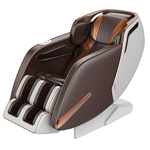 Lzour 4D SL-Track Zero Gravity Recliner Massagestuhl, Ganzkörper Shiatsu Massagestuhl mit Bluetooth-Heiz- und Fußrollenmassagegerät,Braun