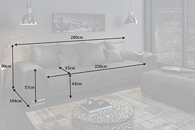 riess-ambiente.de Extravagantes XXL Sofa ELEGANCIA 280cm grau inkl. Kissen Bigsofa Große Polstercouch Wohnlandschaft