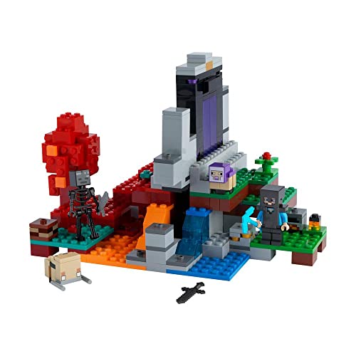 LEGO 21172 Minecraft Das zerstörte Portal Minecraft Spielzeug Set für Jungen und Mädchen ab 8 Jahre mit Figuren aus dem Videospiel