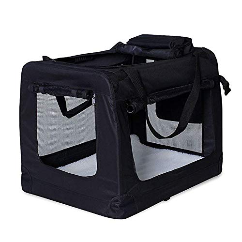 lionto Hundetransportbox Hundetasche Hundebox Faltbare Kleintiertasche Größe L Farbe Schwarz