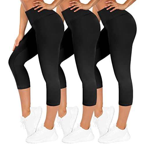 TNNZEET 3er Pack Leggings Damen High Waist Schwarz Leggins Blickdicht für Sport Gym(Schwarz/Schwarz/Schwarz,L-XL)