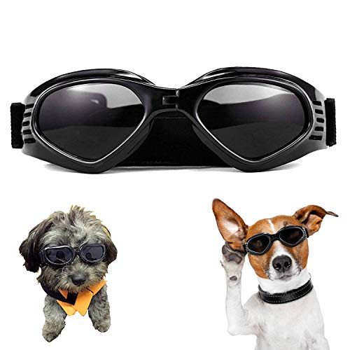 WELLXUNK Hunde Sonnenbrille Verstellbarer Riemen für UV-Sonnenbrillen Wasserdichter Schutz für kleine und mittlere Hunde