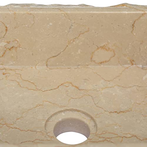 vidaXL Waschbecken Aufsatzwaschbecken Waschtisch Waschplatz Waschschale Handwaschbecken Naturstein Becken Badezimmer Creme 30x30x13cm Marmor