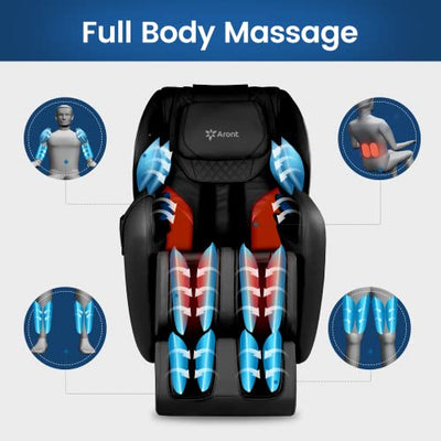 Aront Massagesessel-Zero-Gravity Liegesessel für Ganzkörpermassage,3D-Robotische Hände mit SL-Spur Massage der Wirbelsäule Shiatsu, Bluetooth-Lautsprecher,Heizfunktion Wärmefunktion,RT6891 Schwarz