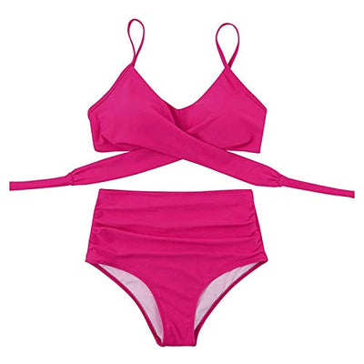 Laonajkd Damen Bikini Set Push Up Crossover Verstellbar Bikinioberteil Zweiteiliger High Waist Wickel Bikinihose Tiefer V Ausschnitt Triangel Oberteil Bikinihose Strandkleidung