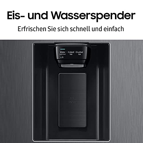 Samsung RH68B8521B1/EG Side-by-Side Kühlschrank, 178 cm, 627 ℓ, Food Showcase-Tür, Platzsparender In-Door Icemaker, Twin Cooling+, No Frost+, 4,5 ℓ Wassertank, Premium Black Steel