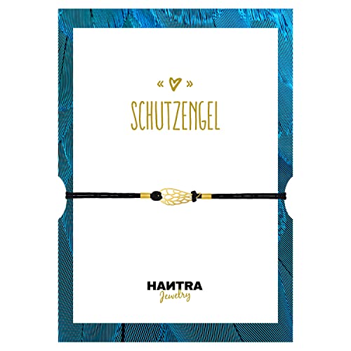 HANTRA Schutzengel Armband Damen mit echtem 925er Sterling (23K vergoldet) - handgefertigtes Geschenk und Glücksbringer für Freunde und Familie - Armband wird geliefert in plastikfreier Geschenkebox