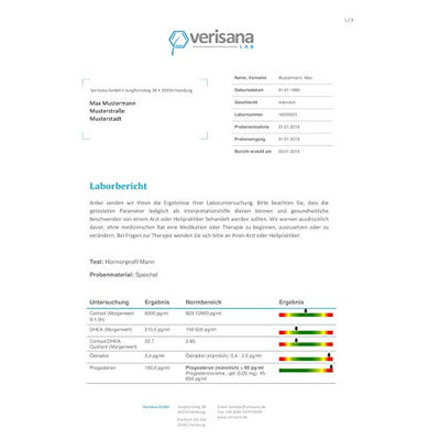 Verisana Hormonprofil Mann Östradiol, Progesteron, Testosteron, DHEA & Cortisol | Hormone Männer testen per Speicheltest