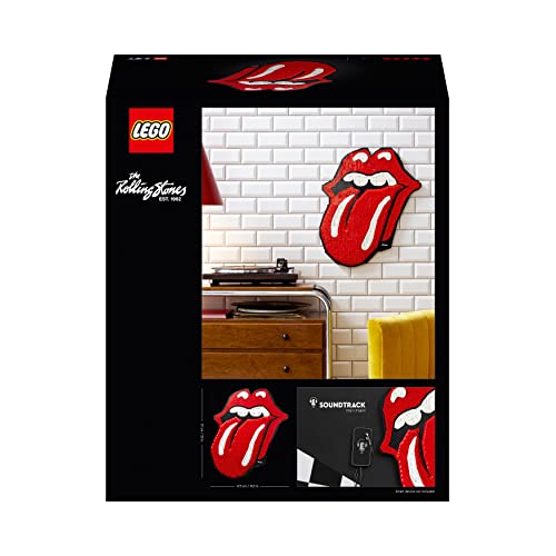 LEGO 31206 Art The Rolling Stones Logo Bastelset für Erwachsene, Geschenk für Männer, Frauen, Ehemann, Ehefrau, Musikfans mit Soundtrack, DIY - Haus oder Büro 3D-Deko, 60-jähriges Jubiläum Sammlerset