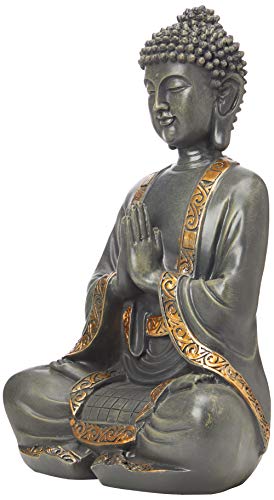 zen' Light Große Statue Buddha Vermittlung, Kunstharz, Bonze, 15 x 24 x 37.5 cm