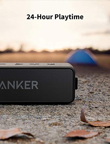 Anker SoundCore 2 Bluetooth Lautsprecher, Fantastischer Sound, Enormer Bass mit Dualen Bass-Treibern, 24h Akku, Verbesserter IPX7 Wasserschutz, Kabelloser Lautsprecher für iPhone, galaxy usw.(Schwarz)