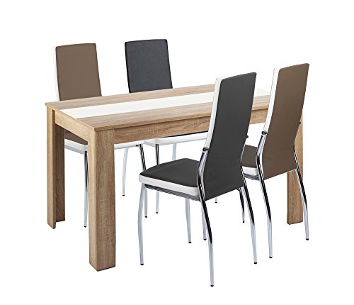 HOMEXPERTS Esstisch NICO / Küchentisch 120 cm / Esszimmertisch / Tisch in Sonoma Holz Eichen-Optik hell-braun / Wendeplatte in der Mitte wahlweise Schwarz oder Weiß / 120 x 80 x 75 cm (L x B x H)