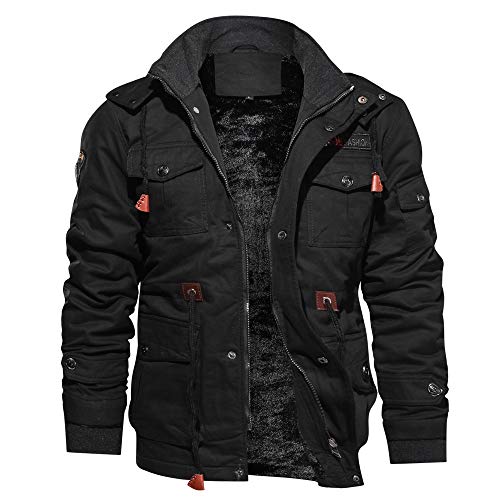 Bomberjacke Herren Retro Jeans-Baumwoll-Bikerjacke Dicker Warme Motorradjacke Langarm-Fellfutter Mit 4 Taschen Hood Mantel Windjacke Dicke Warme Jacke Jacket Übergangsjacke Funktionsjacke Winterjacke